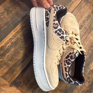 Women's Beige Leopard Print Sneakers